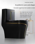 InArt One Piece Toilet Commode Rimless Syphonic - Ceramic Western Toilet Design Water Closet Black Glossy - InArt-Studio