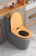 InArt Rimless Syphonic Ceramic One Piece Western Toilet Commode - European Water Closet S Trap Grey Orange Matt Finish - InArt-Studio