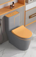 InArt Rimless Syphonic Ceramic One Piece Western Toilet Commode - European Water Closet S Trap Grey Orange Matt Finish - InArt-Studio