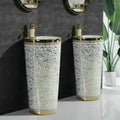 inart ceramic pedestal wash basin in golden color round shape